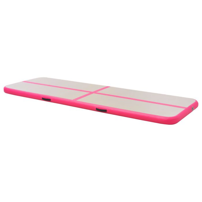 vidaXL Oppblåsbar gymnastikkmatte med pumpe 400x100x10 cm PVC rosa