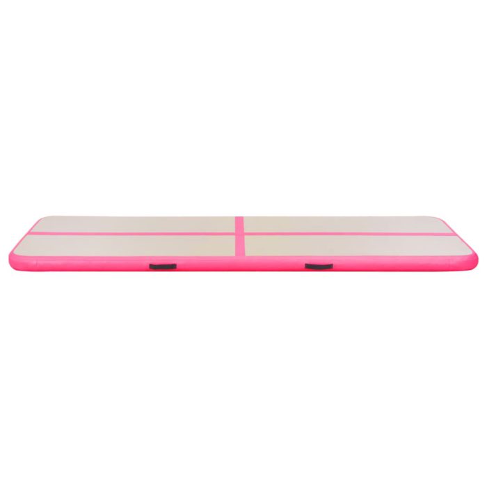 vidaXL Oppblåsbar gymnastikkmatte med pumpe 400x100x10 cm PVC rosa