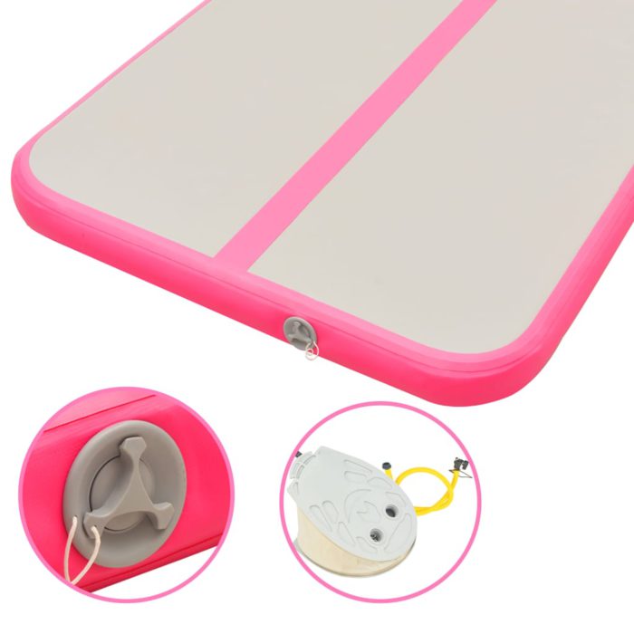 vidaXL Oppblåsbar gymnastikkmatte med pumpe 400x100x10 cm PVC rosa