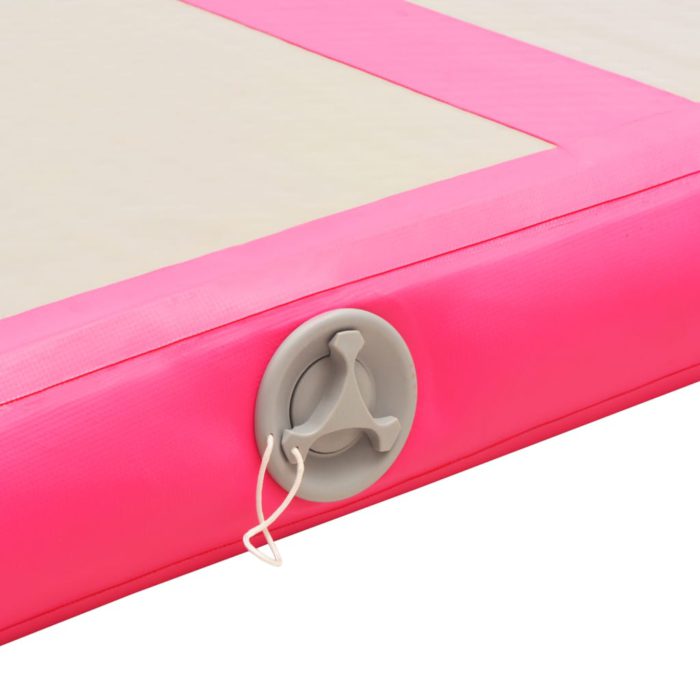 vidaXL Oppblåsbar gymnastikkmatte med pumpe 400x100x10 cm PVC rosa