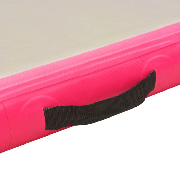 vidaXL Oppblåsbar gymnastikkmatte med pumpe 400x100x10 cm PVC rosa