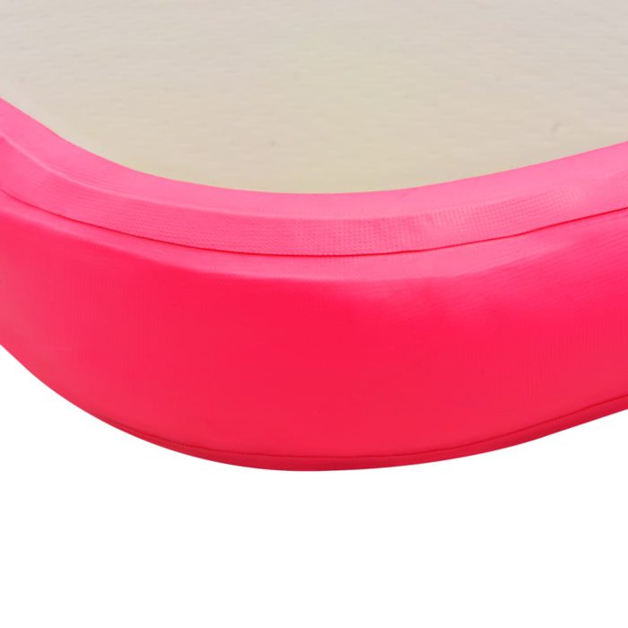 vidaXL Oppblåsbar gymnastikkmatte med pumpe 400x100x10 cm PVC rosa