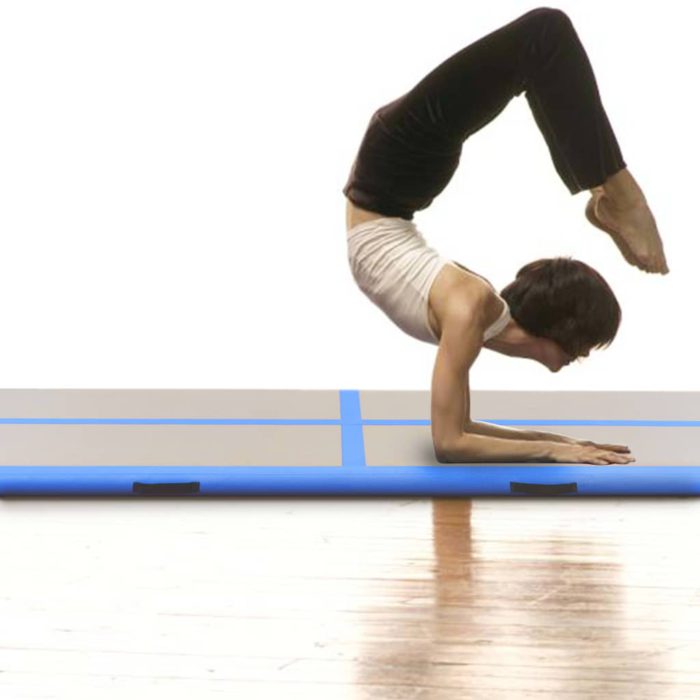 vidaXL Oppblåsbar gymnastikkmatte med pumpe 400x100x10 cm PVC blå