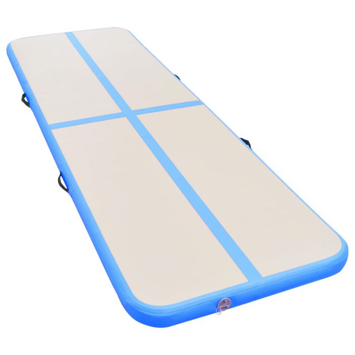 vidaXL Oppblåsbar gymnastikkmatte med pumpe 400x100x10 cm PVC blå