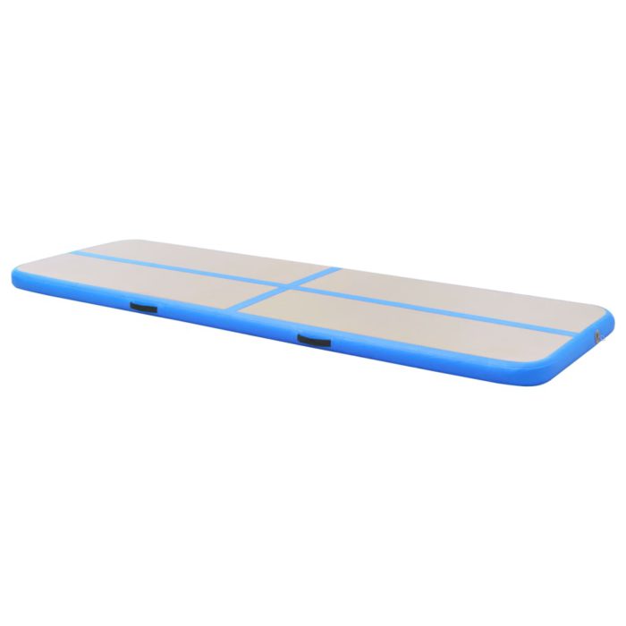 vidaXL Oppblåsbar gymnastikkmatte med pumpe 400x100x10 cm PVC blå