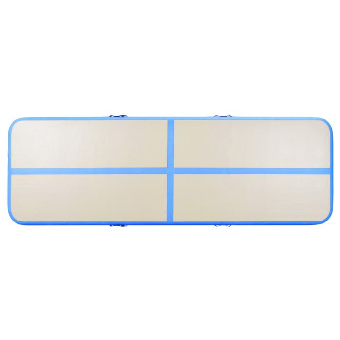 vidaXL Oppblåsbar gymnastikkmatte med pumpe 400x100x10 cm PVC blå