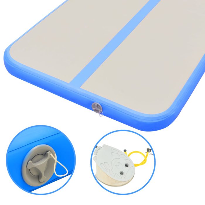 vidaXL Oppblåsbar gymnastikkmatte med pumpe 400x100x10 cm PVC blå