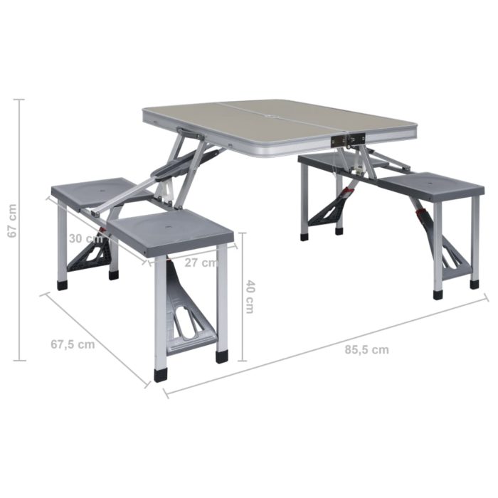 vidaXL Foldbart campingbord med 4 seter stål aluminium