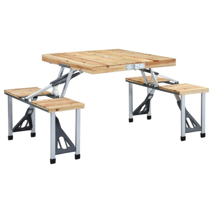 vidaXL Foldbart campingbord med 4 seter stål aluminium