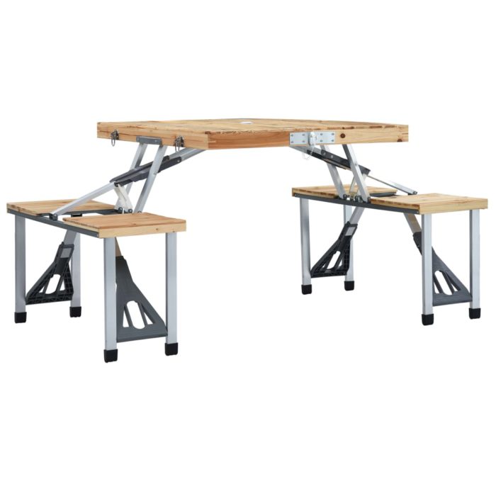 vidaXL Foldbart campingbord med 4 seter stål aluminium
