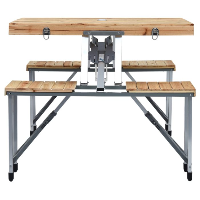 vidaXL Foldbart campingbord med 4 seter stål aluminium