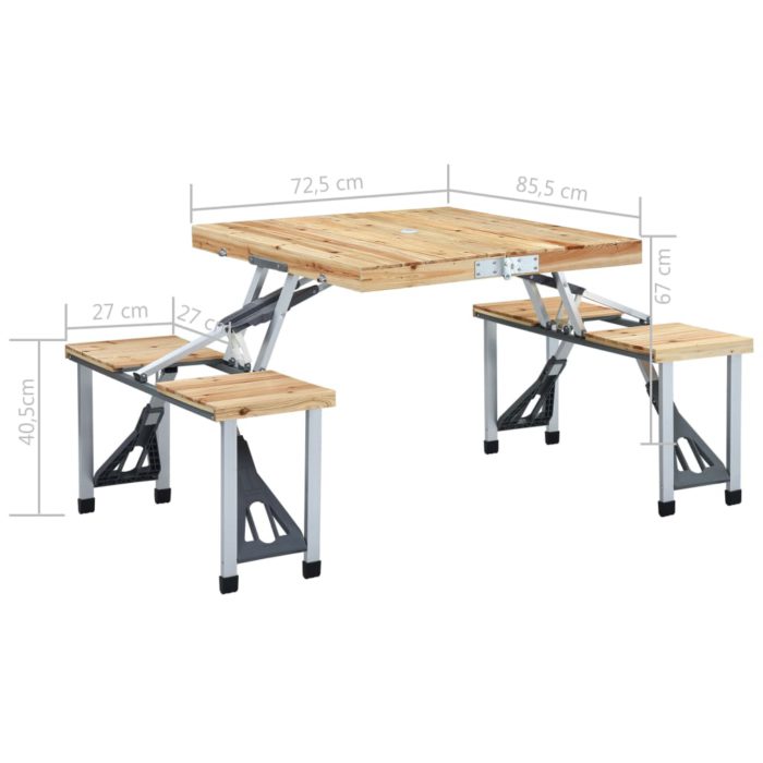 vidaXL Foldbart campingbord med 4 seter stål aluminium