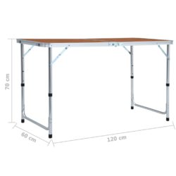 vidaXL Sammenleggbart campingbord aluminium 120×60 cm