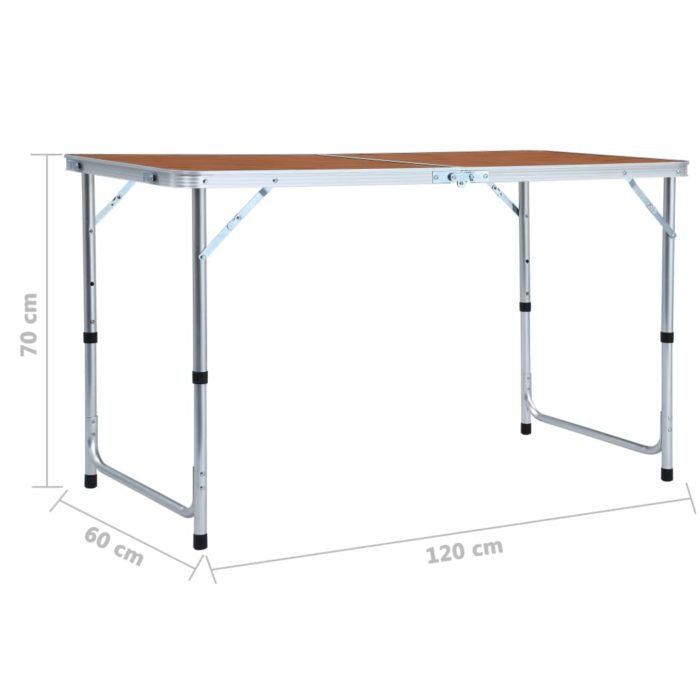 vidaXL Sammenleggbart campingbord aluminium 120×60 cm