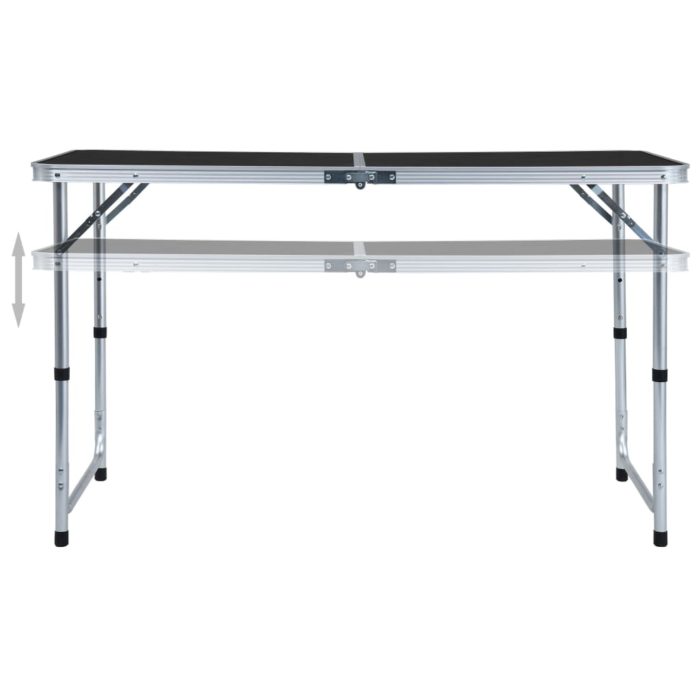 vidaXL Sammenleggbart campingbord grå aluminium 120×60 cm