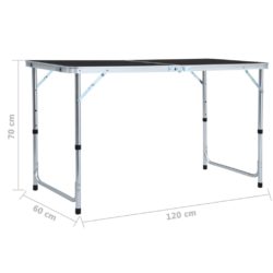 vidaXL Sammenleggbart campingbord grå aluminium 120×60 cm
