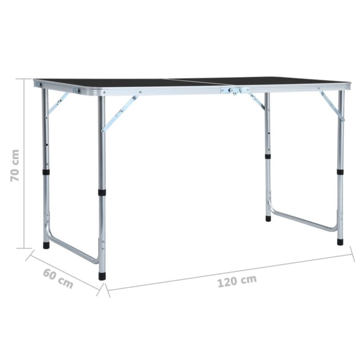 vidaXL Sammenleggbart campingbord grå aluminium 120×60 cm