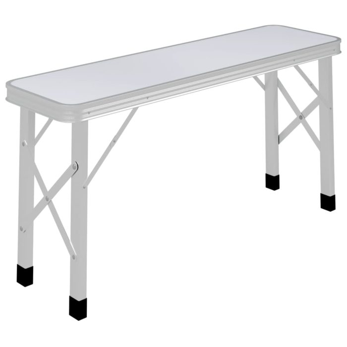 vidaXL Sammenleggbart campingbord med 2 benker aluminium hvit