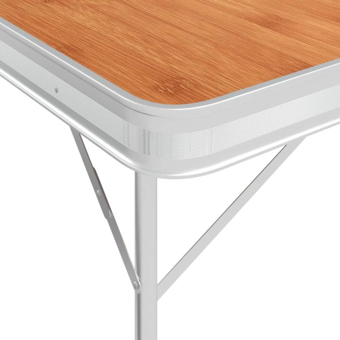 vidaXL Sammenleggbart campingbord med 2 benker aluminium brun