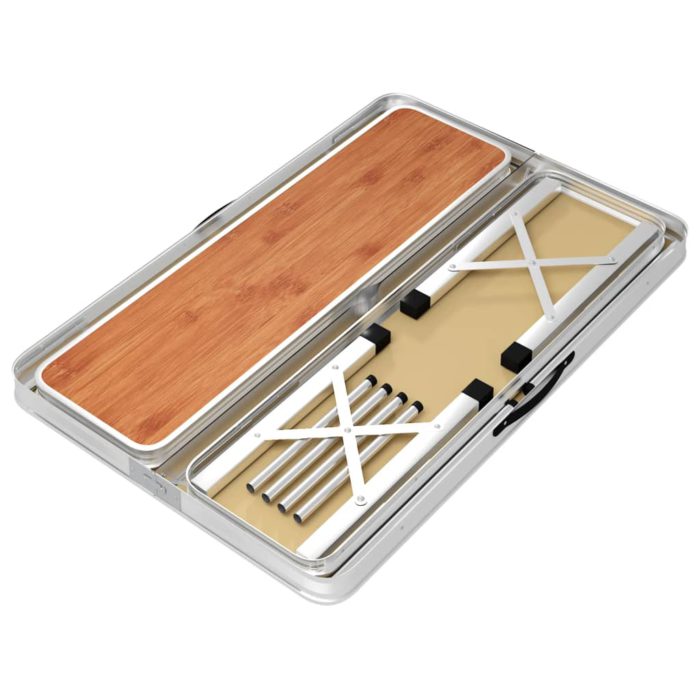 vidaXL Sammenleggbart campingbord med 2 benker aluminium brun