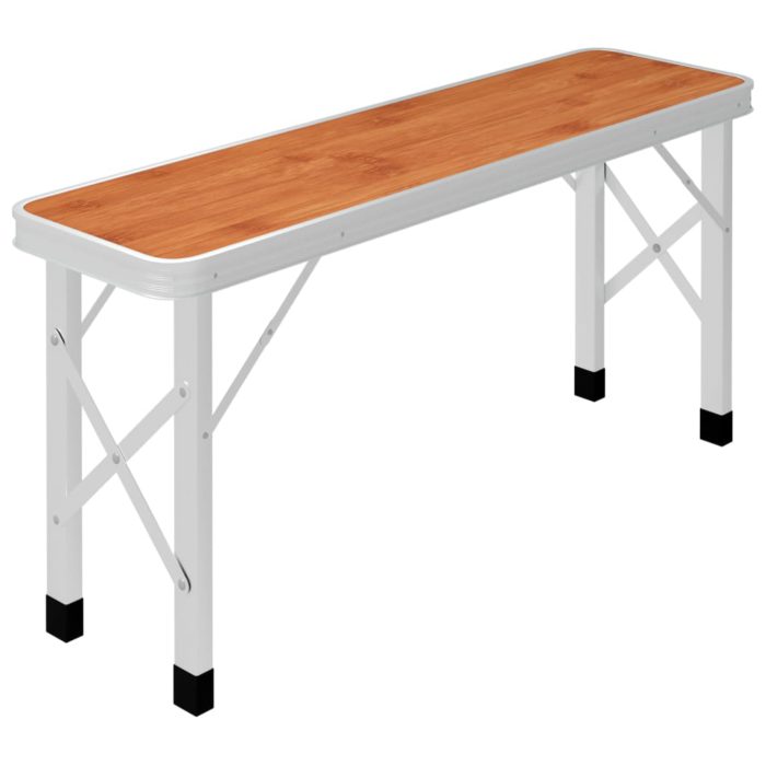 vidaXL Sammenleggbart campingbord med 2 benker aluminium brun