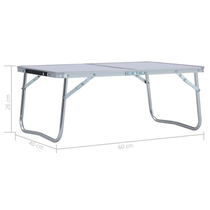 vidaXL Sammenleggbart campingbord hvit aluminium 60×40 cm