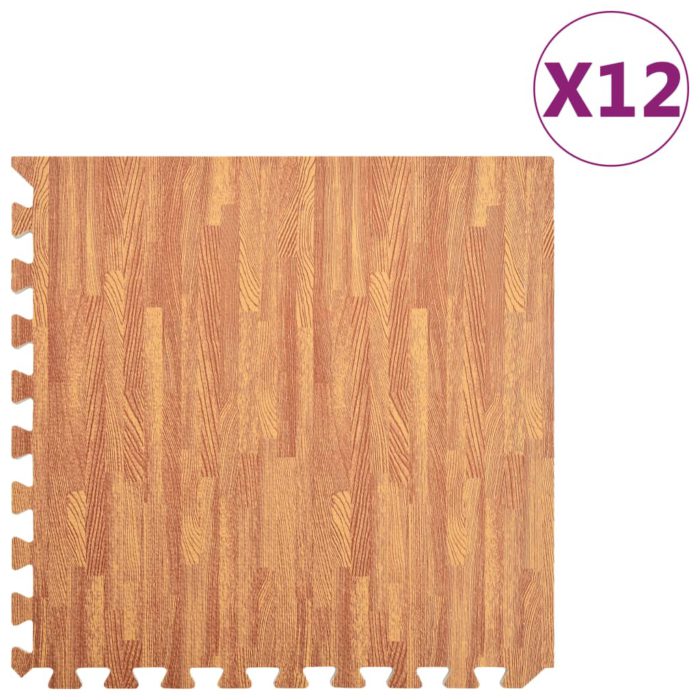 vidaXL Gulvmatter 12 stk trekorn 4,32 ㎡ EVA-skum