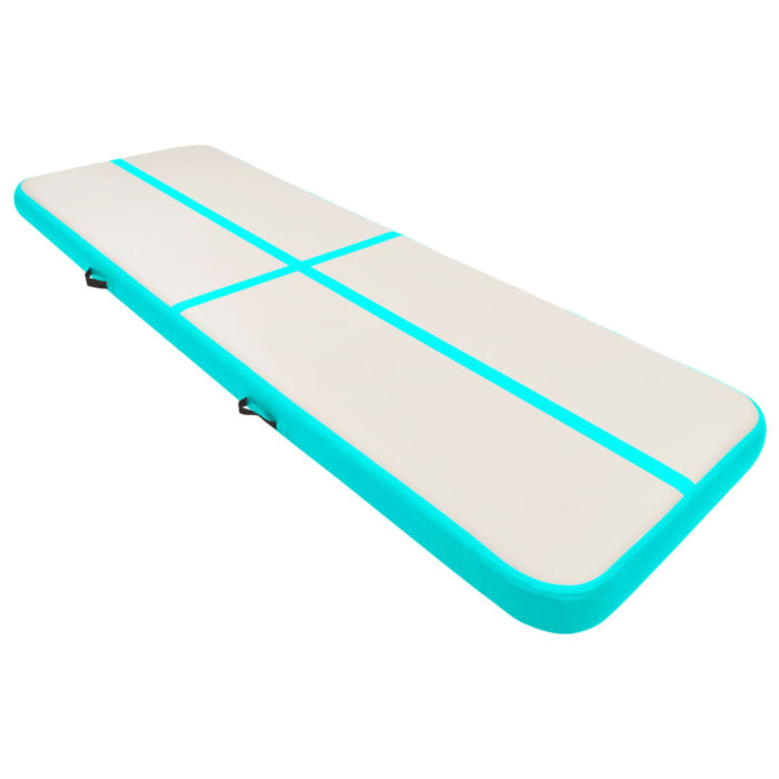 vidaXL Oppblåsbar gymnastikkmatte med pumpe 300x100x15 cm PVC grønn