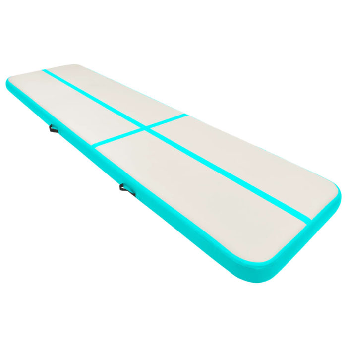 vidaXL Oppblåsbar gymnastikkmatte med pumpe 600x100x15 cm PVC grønn