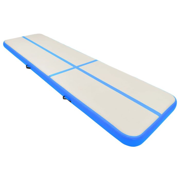 vidaXL Oppblåsbar gymnastikkmatte med pumpe 700x100x15 cm PVC blå