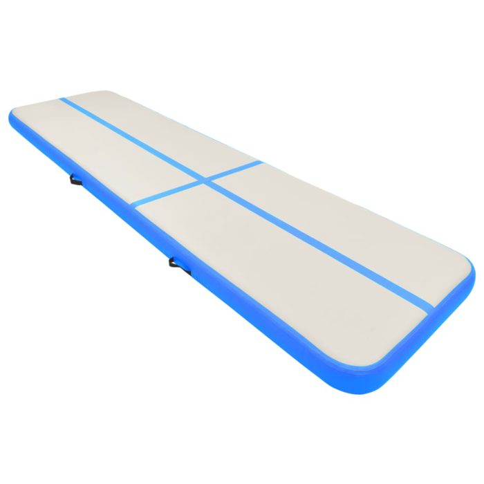 vidaXL Oppblåsbar gymnastikkmatte med pumpe 800x100x15 cm PVC blå