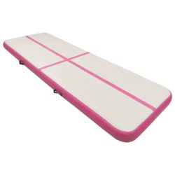 vidaXL Oppblåsbar gymnastikkmatte med pumpe 300x100x20 cm PVC rosa