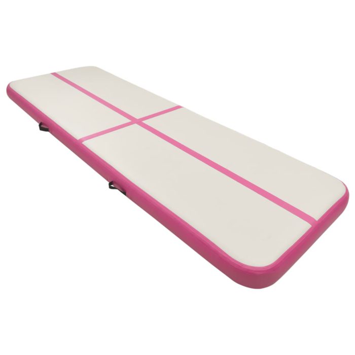 vidaXL Oppblåsbar gymnastikkmatte med pumpe 300x100x20 cm PVC rosa