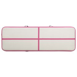 vidaXL Oppblåsbar gymnastikkmatte med pumpe 300x100x20 cm PVC rosa