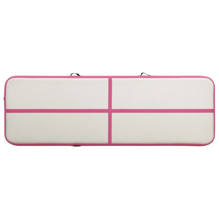 vidaXL Oppblåsbar gymnastikkmatte med pumpe 300x100x20 cm PVC rosa