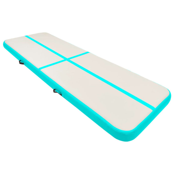 vidaXL Oppblåsbar gymnastikkmatte med pumpe 500x100x20 cm PVC grønn
