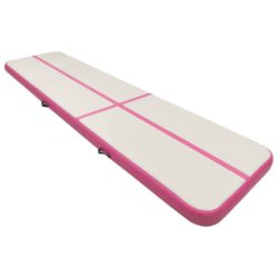 vidaXL Oppblåsbar gymnastikkmatte med pumpe 700x100x20 cm PVC rosa