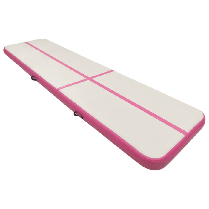 vidaXL Oppblåsbar gymnastikkmatte med pumpe 700x100x20 cm PVC rosa