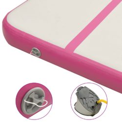 vidaXL Oppblåsbar gymnastikkmatte med pumpe 700x100x20 cm PVC rosa