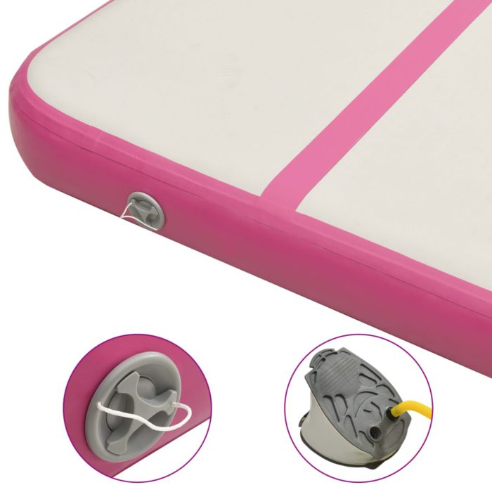 vidaXL Oppblåsbar gymnastikkmatte med pumpe 700x100x20 cm PVC rosa