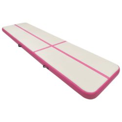 vidaXL Oppblåsbar gymnastikkmatte med pumpe 800x100x20 cm PVC rosa