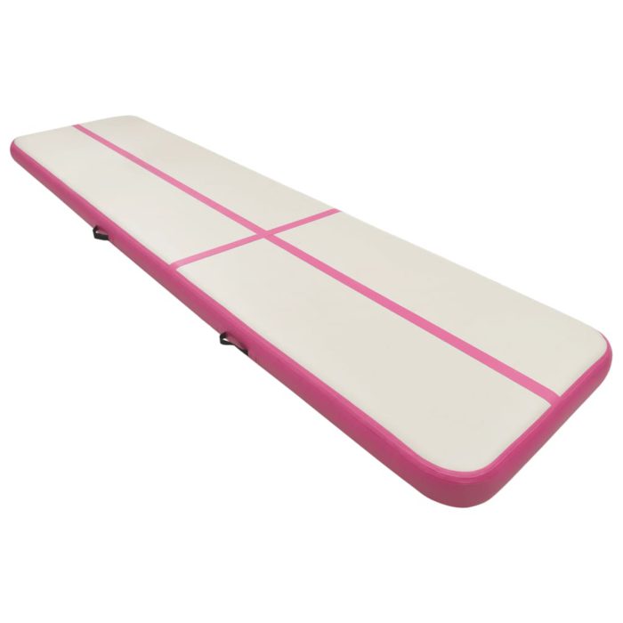 vidaXL Oppblåsbar gymnastikkmatte med pumpe 800x100x20 cm PVC rosa