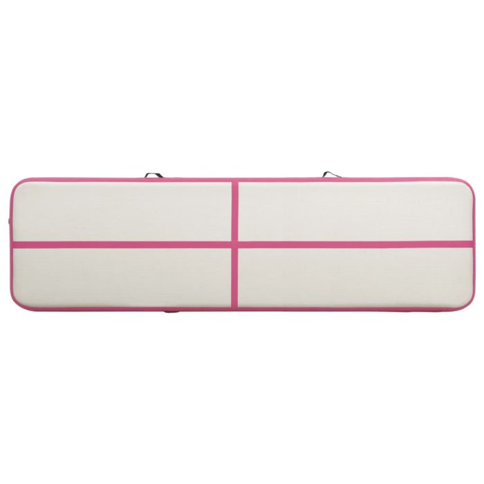 vidaXL Oppblåsbar gymnastikkmatte med pumpe 800x100x20 cm PVC rosa