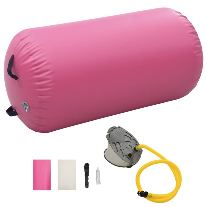 vidaXL Oppblåsbar gymnastikkrull med pumpe 120×90 cm PVC rosa