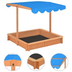 vidaXL Sandkasse med justerbart tak gran 115x115x115 cm