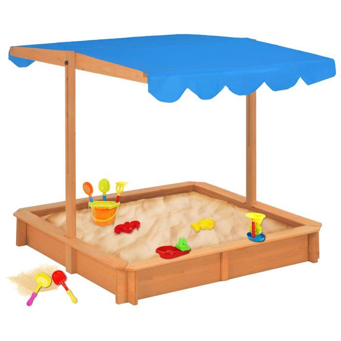 vidaXL Sandkasse med justerbart tak gran 115x115x115 cm