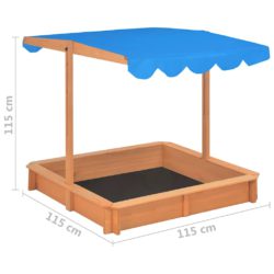 vidaXL Sandkasse med justerbart tak gran 115x115x115 cm