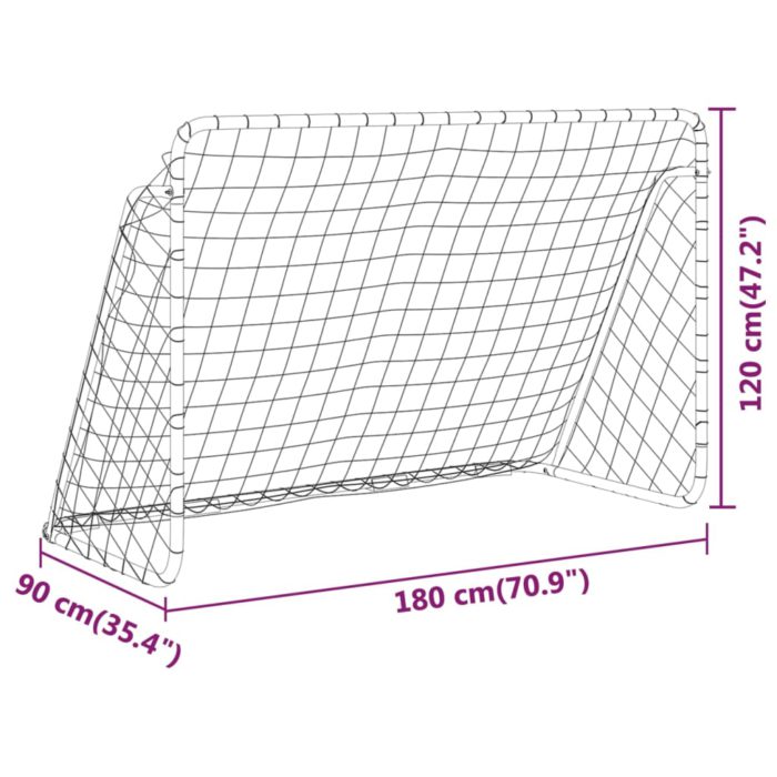 vidaXL Fotballmål med nett hvit 180x90x120 cm stål