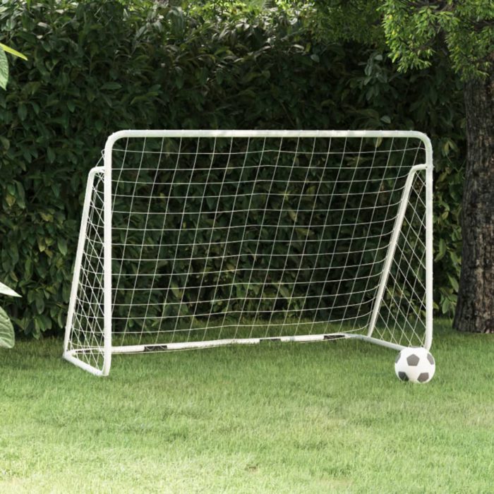 vidaXL Fotballmål med nett hvit 180x90x120 cm stål