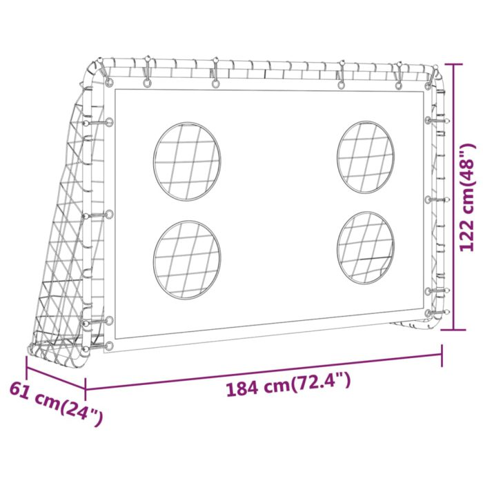 vidaXL Fotballmål treningsnett stål 184x61x122 cm